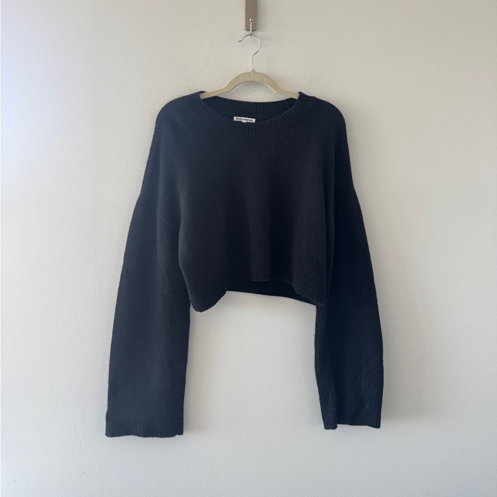 REFORMATION Paloma Cashmere Black Sweater L - Picture 4 of 6